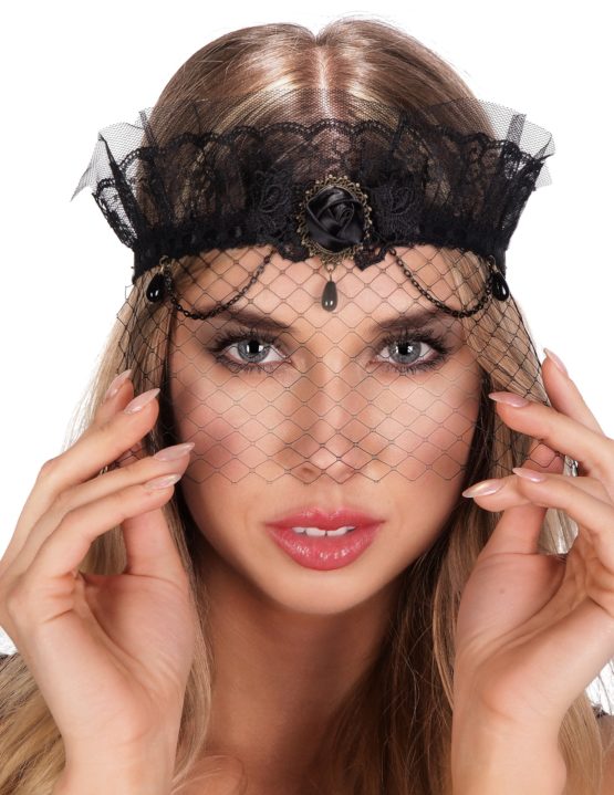 Crown, Lace Veil-Black