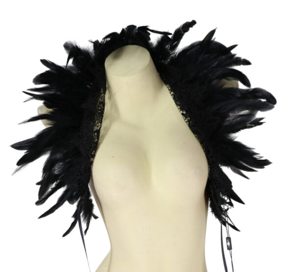 Shawl, Feather Collar Black