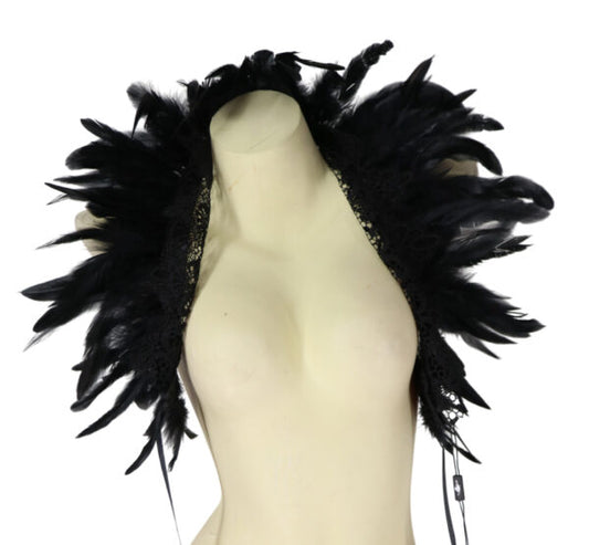 Shawl, Feather Collar Black