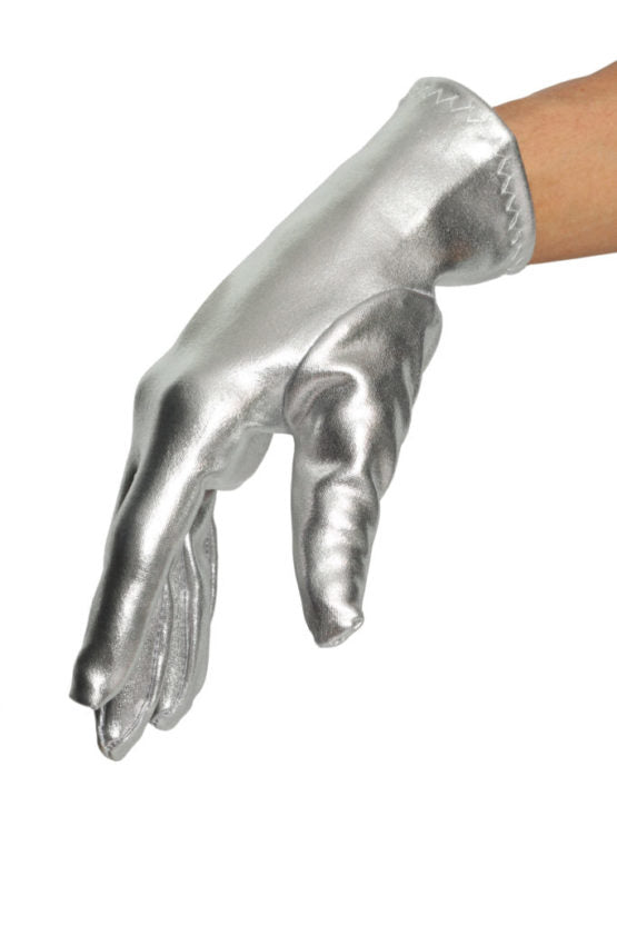 Wrist Length Lame Glove-Silver