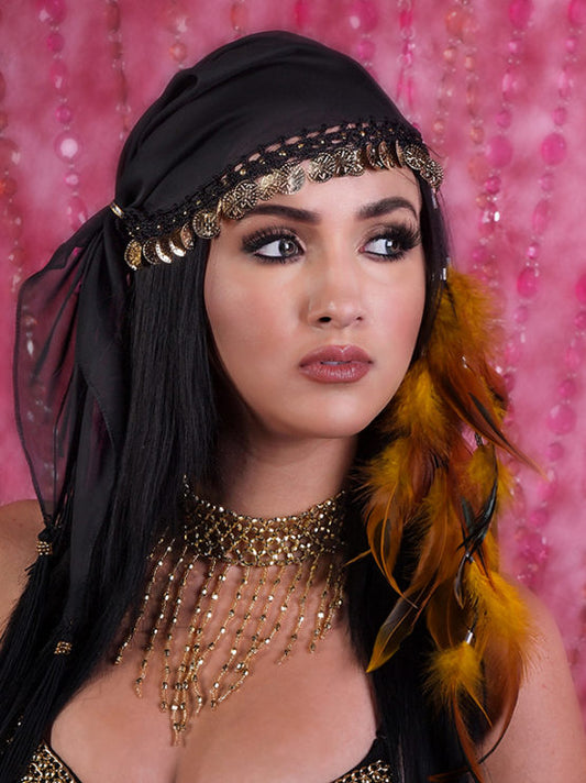 Headpiece, Coin Black Gold