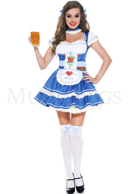 Dirndl, Loving Beer Sweetie-Blue/White : S/M