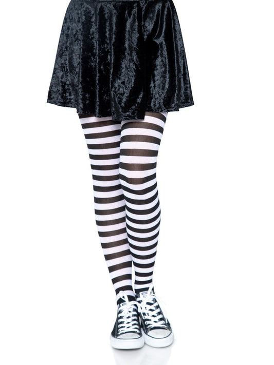 Tights, Opaque Stripe Black/White