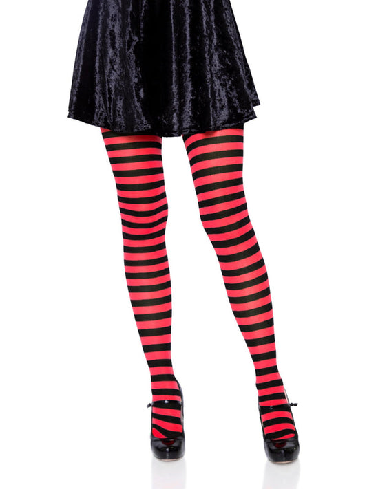 Tights, Opaque Stripe Black/Red