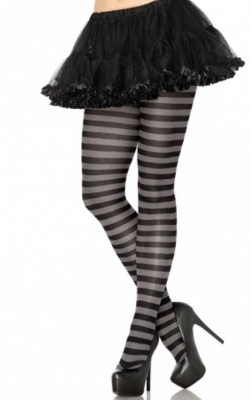 Tights, Opaque Stripe Black/Grey