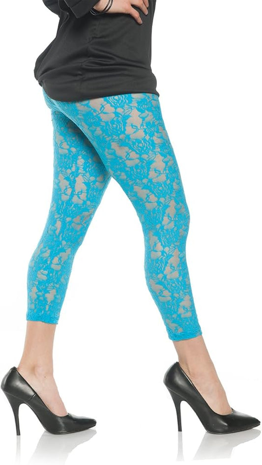 Lace Leggings - Neon Blue-L