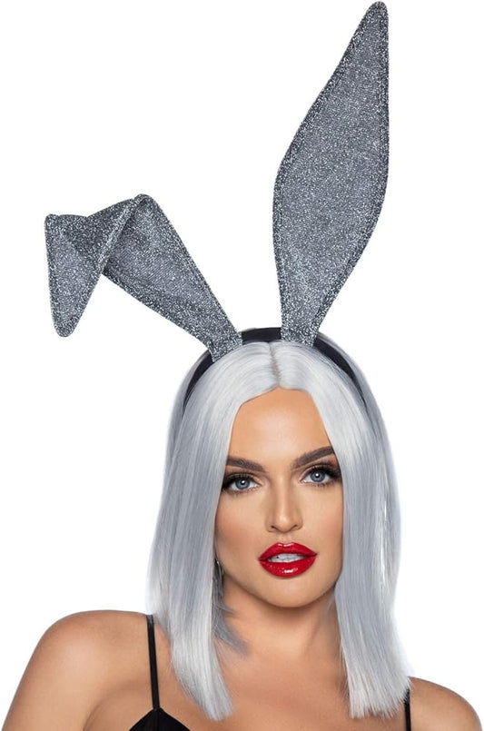 Bunny, Metallic Mesh Ears-Silver black