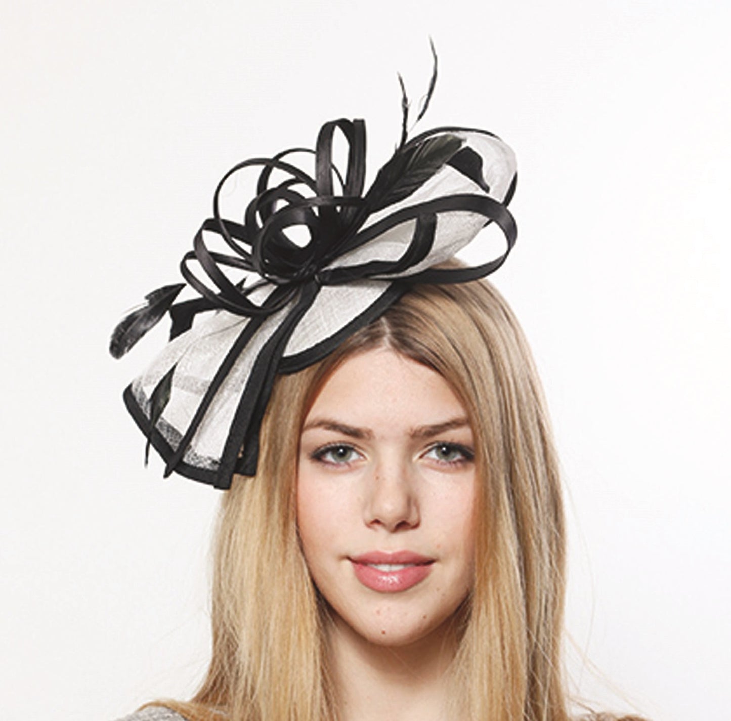 Fascinator, Sinamay-White/Black