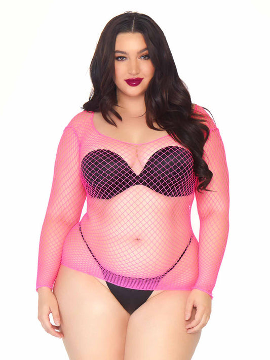 Shirt Fishnet Neon Pink Plus