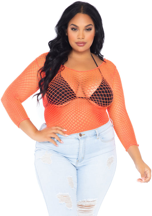 Shirt Fishnet Orange Plus