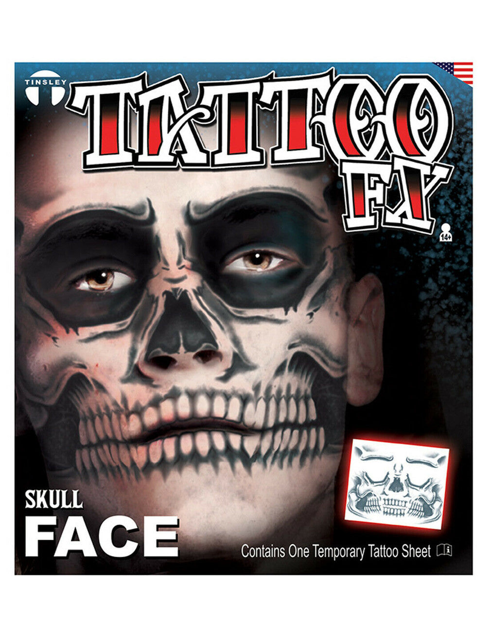 Tattoo FX, Skull Face-black white