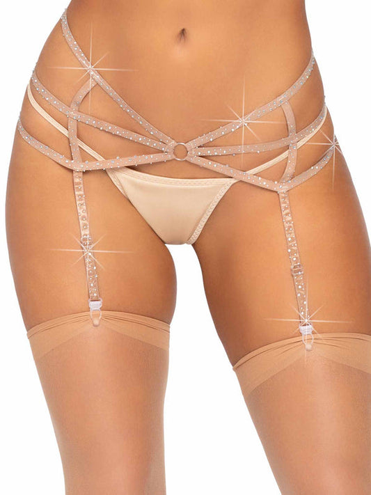 Strappy Rhinestone Garter Belt