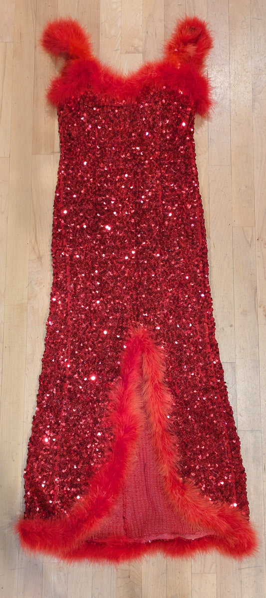 Mae West Dlx Sequin Gown Red S