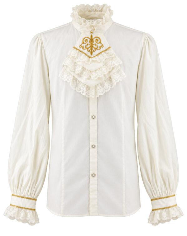 Shirt, 18th c Men's with Jabot White Gold
