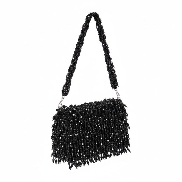 Purse, Black Beaded Fringe