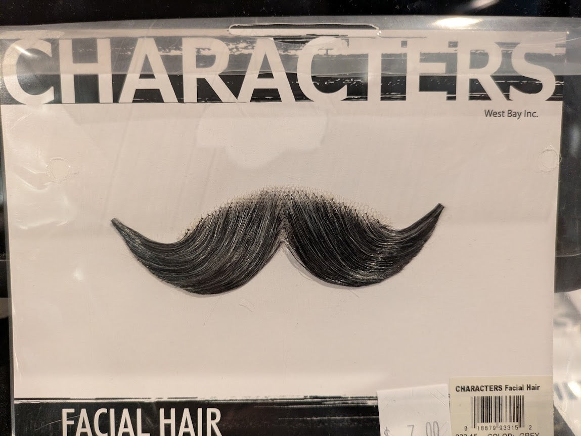 Handlebar Mustache; Grey