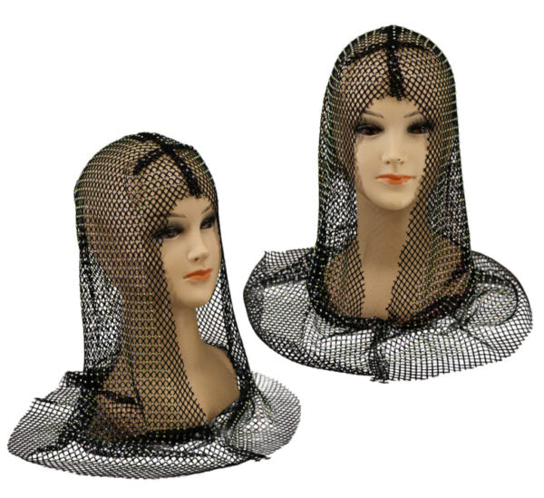 Hood, Rhinestone Chainmail Black