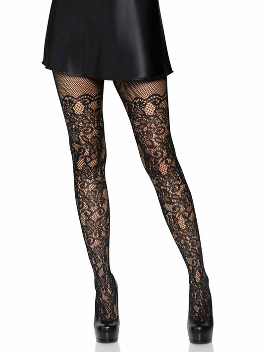 Tights, Floral Vine Net OS
