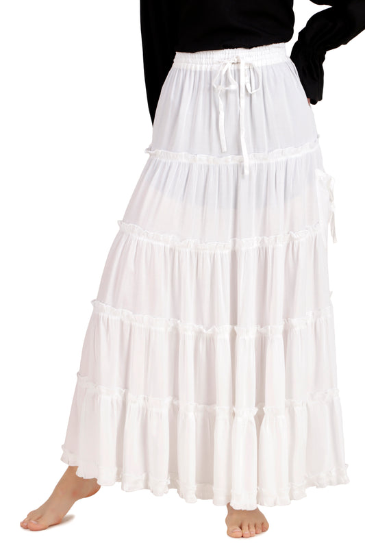 Skirt, Flowy Layered White