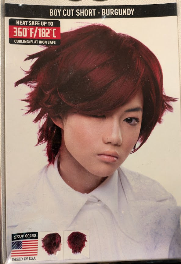 Wig, Boy Cut Short - Burgundy