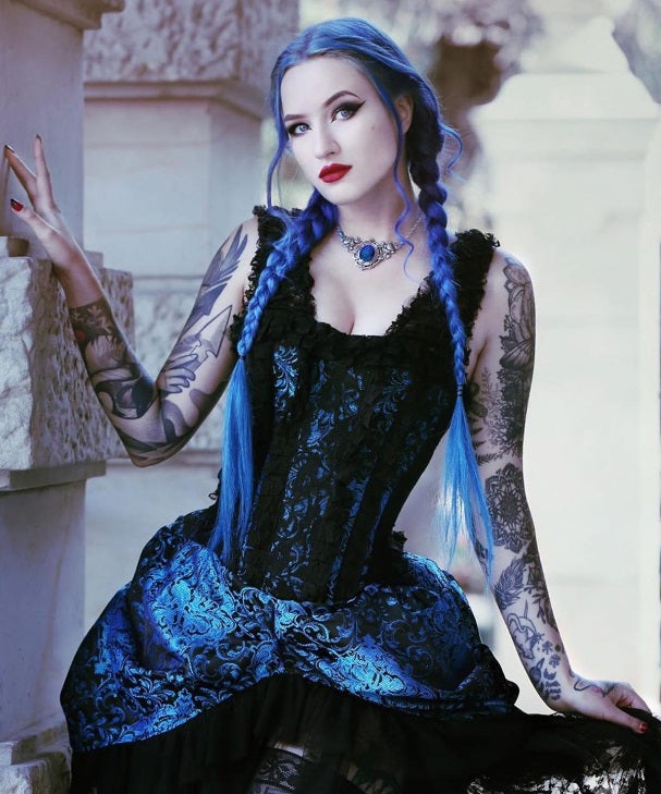 Dress, Versailles Sweetie 36" Waist / Turquoise, Black Jacquard Dress, Versailles Sweetie 36" Waist / Turquoise, Black Jacquard