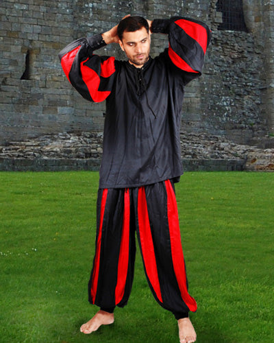 Pants, Medieval European Black - Red