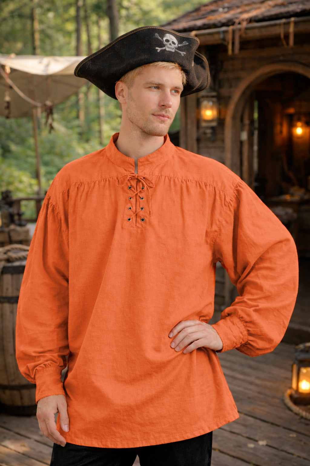 Shirt, Deckhand Lace-Up Rust