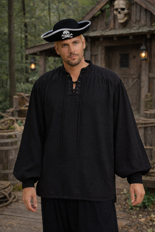 Shirt, Sea Rover Lace-Up Black