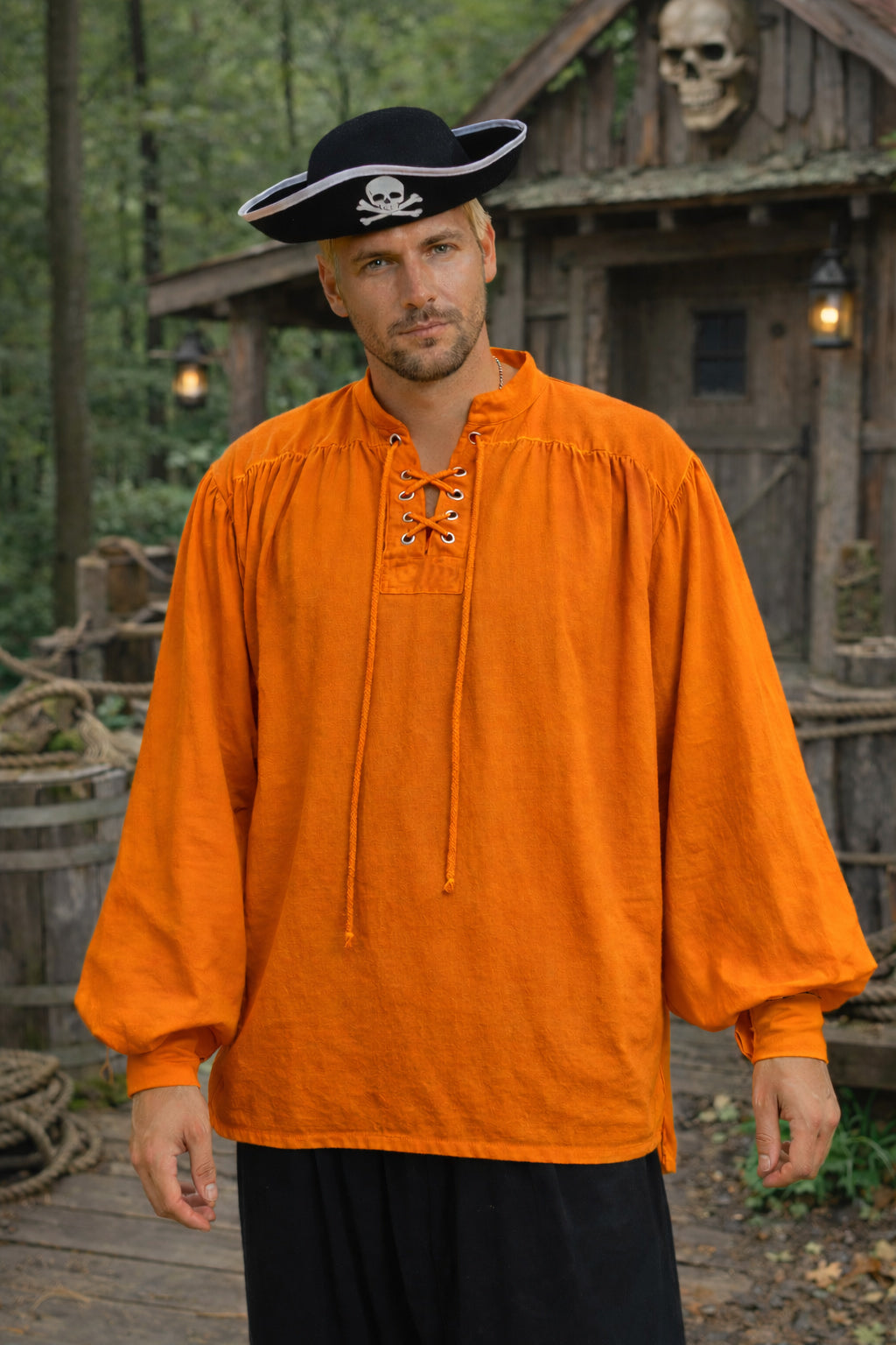 Shirt, Sea Rover Lace-Up Rust