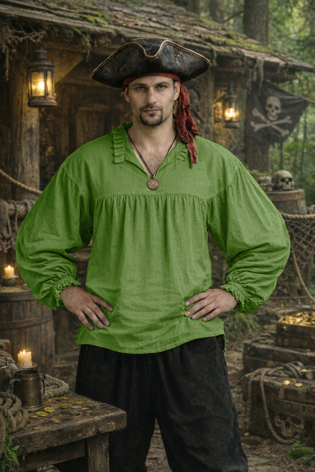 Shirt, Harbor Rogue Gathered Army Green