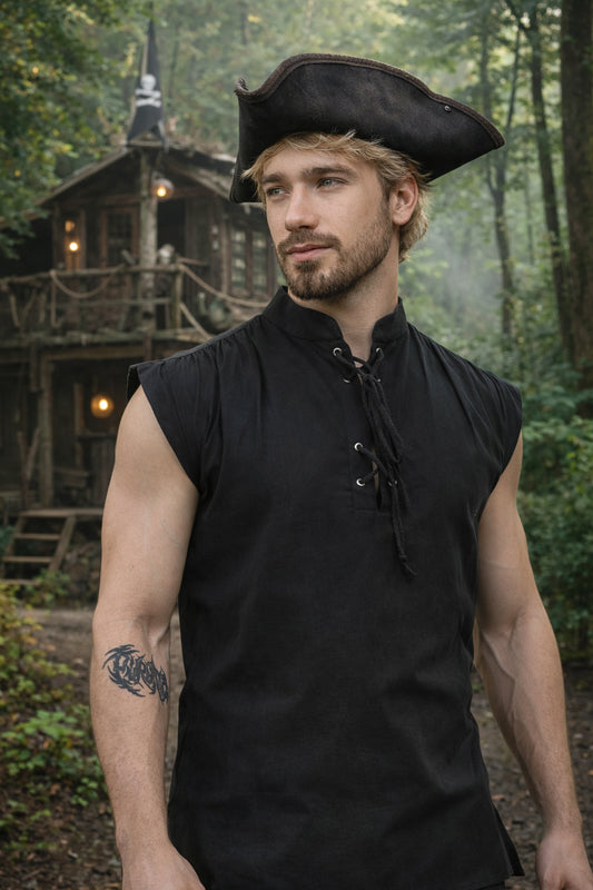Shirt, Harbor Rogue Lace-Up Black