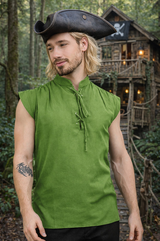 Shirt, Harbor Rogue Lace-Up Army Green