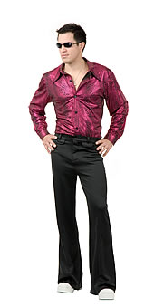 70's Shirt Disco Snake Skin-Pink Black : L