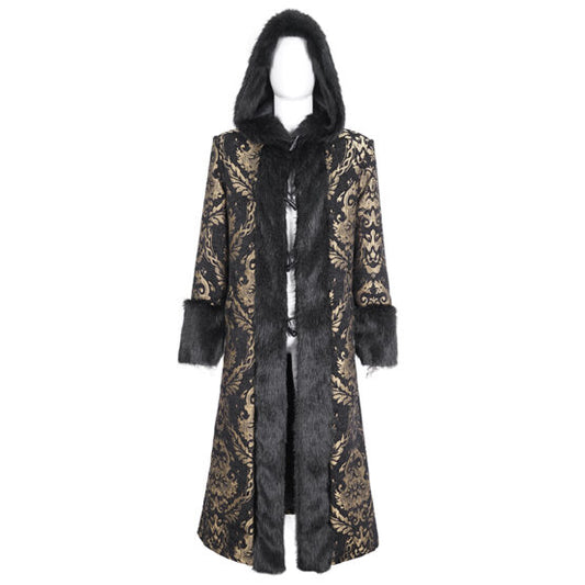 Coat, Hooded Brocade Gold