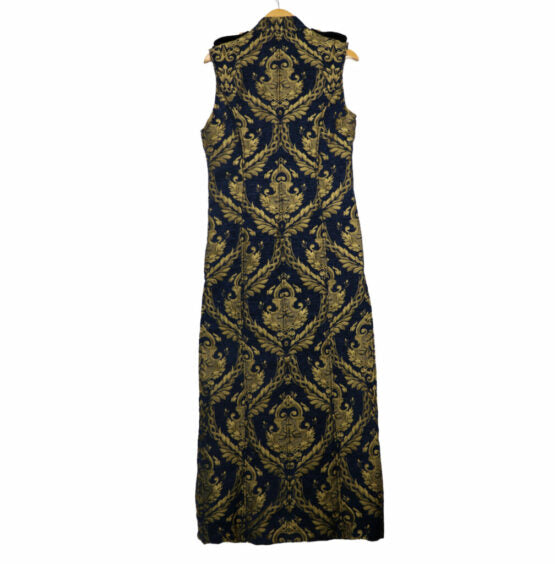 Vest, Long Brocade Duster Navy Blue