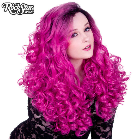 Wig, Curly Dark Roots - Rose Mix