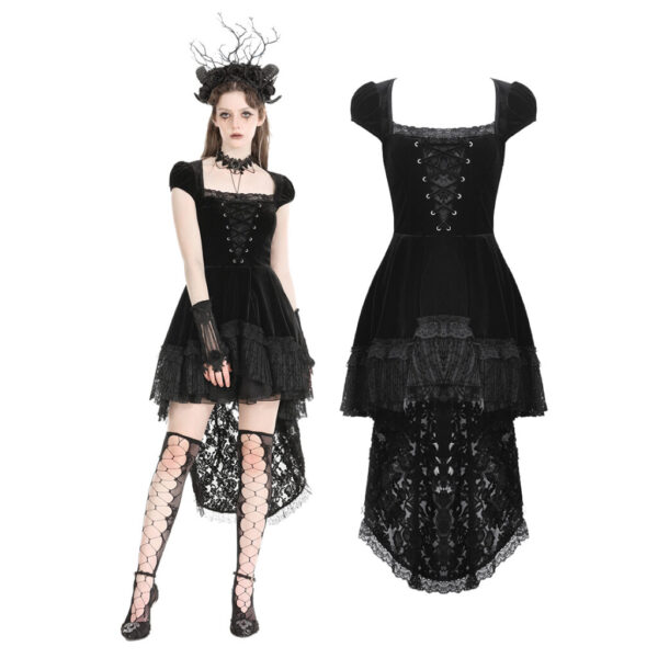 Dress, Black Velvet Swallowtail