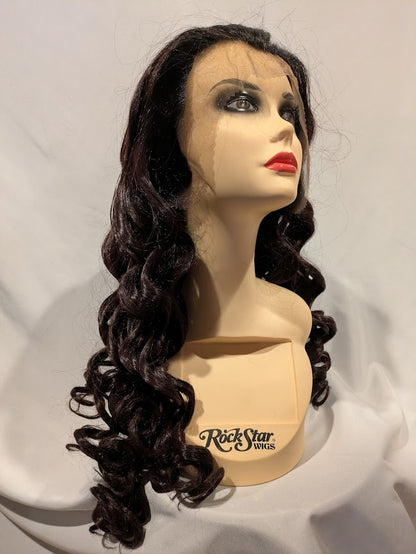 Wig, Dark Roots Curl - Black Rose