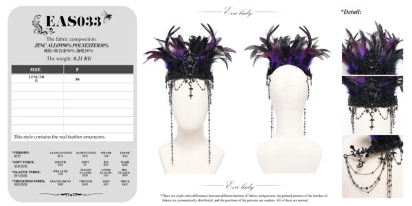 Crown, Gothic Feathers Purple