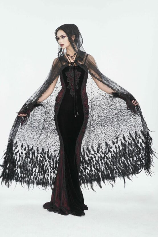 Cape, Sheer Sequin Feather