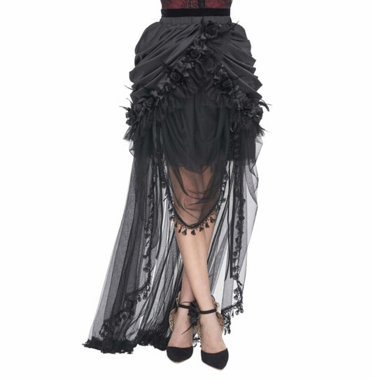 Skirt, Maxi Bustle Roses Black