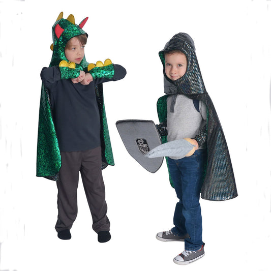 Cape, Dragon Knight-Green/Silver : Kids