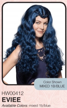 Eviee long curly wig-blue