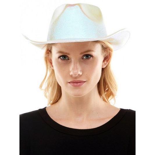 Hat, Cowboy Metallic White
