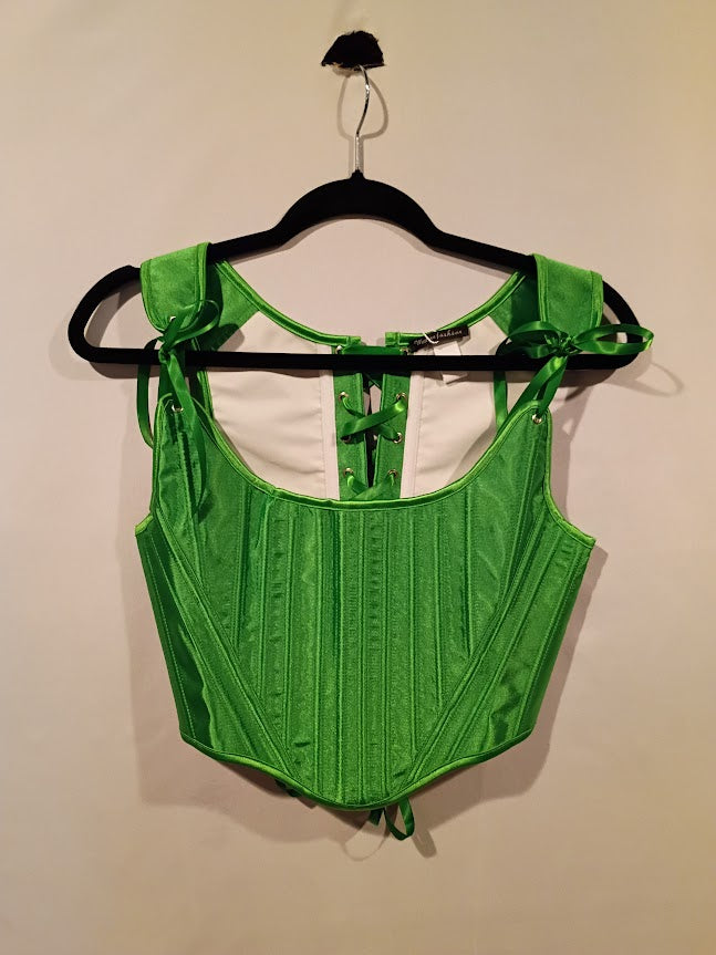 Bodice, Satin Ribbon Corset Green