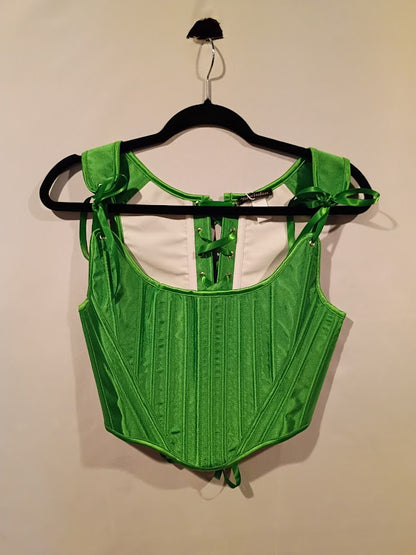 Bodice, Satin Ribbon Corset Green