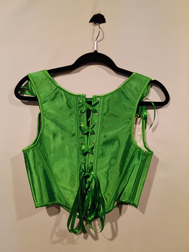 Bodice, Satin Ribbon Corset Green