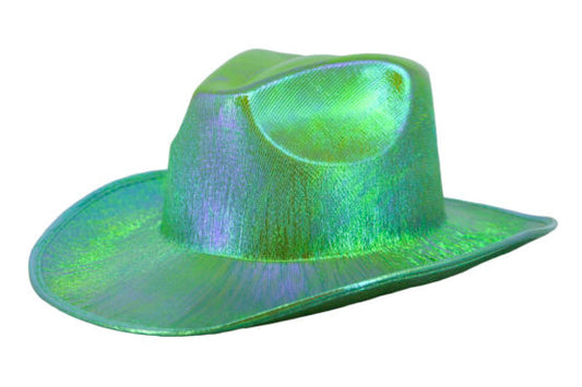 Hat, Cowboy Metallic-Aqua Green : OS