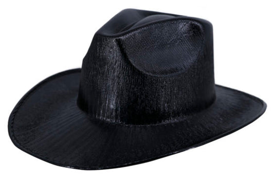 Hat, Cowboy Metallic-black : OS