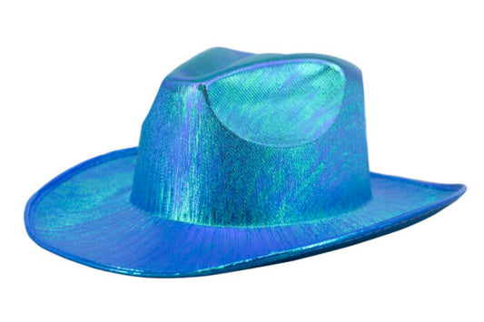 Hat, Cowboy Metallic-turquoise : OS